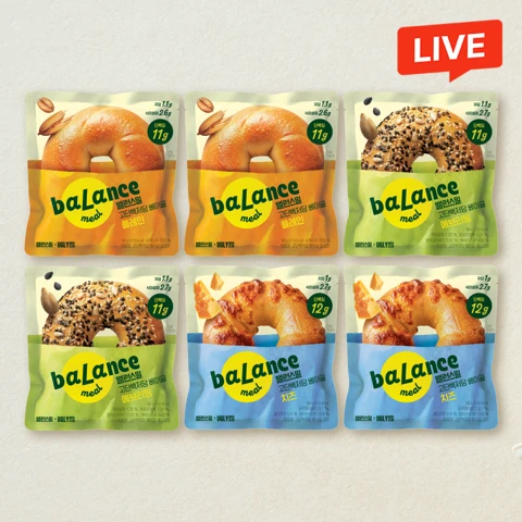 [밸런스밀 고단백저당 베이글 3종세트]플레인 80gx2개+치즈 80gx2개+에브리띵 80gx2개(총 6개)