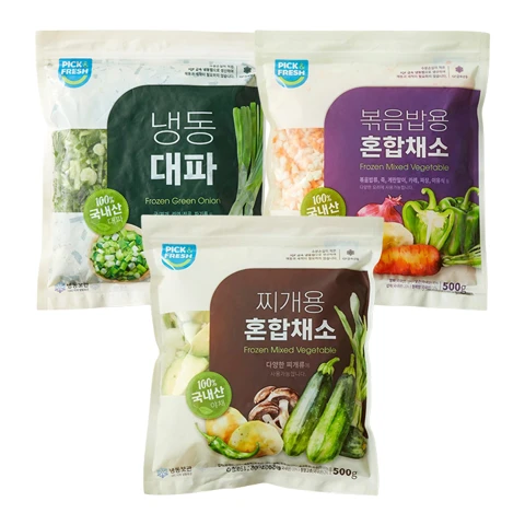 국산 냉동야채 3종세트(대파+볶음밥용+찌개용)