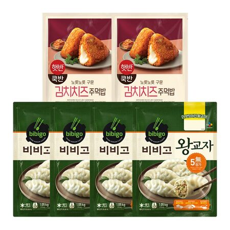 [바로구매]비비고 왕교자 1.05kg*4+햇반쿡반 김치치즈주먹밥 500g*2