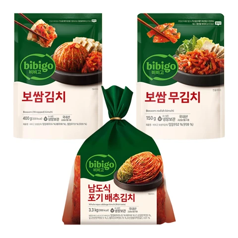 비비고 남도식 포기배추김치 3.3Kg+보쌈김치400g+보쌈무김치150g