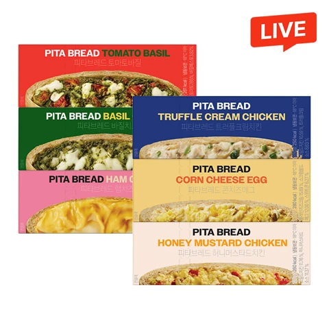 그로서리서울 저당 피타브레드 6종 샘플펙(토마토바질+바질치즈+햄치즈+트러플크림치킨+콘치즈에그+허니머스타드치킨)