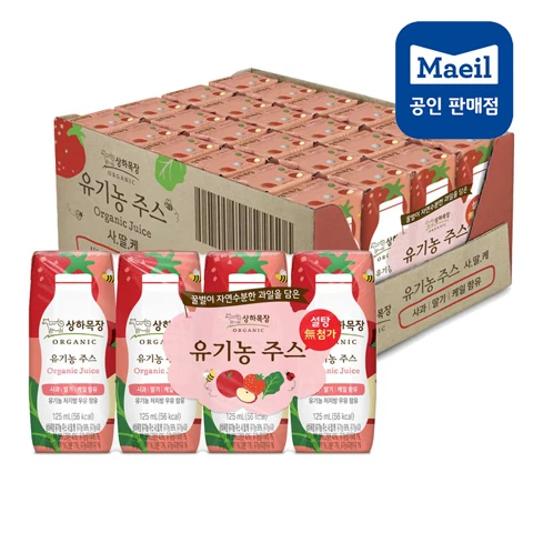 상하목장 유기농주스 사과딸기케일 125ml 24팩