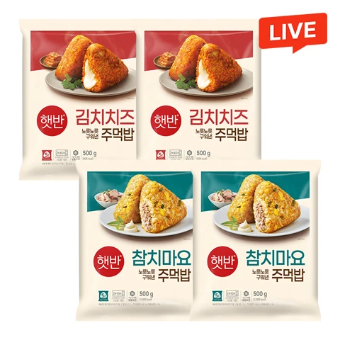 햇반 김치치즈 주먹밥 500gX2개+참치마요 주먹밥 500gX2개(총 4개)