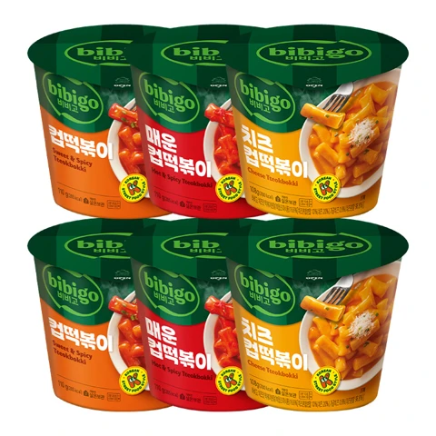 비비고 컵떡볶이 110gX2개+비비고 매운 컵떡볶이 110gX2개+비비고 치즈 컵떡볶이 108gX2개