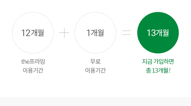 the프라임 이용기간 12개월 무료 이용기간 1개월 지금 가입하면 총 13개월!