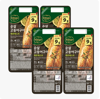비비고 노르웨이산 순살고등어 레몬제스트 60g x 4개