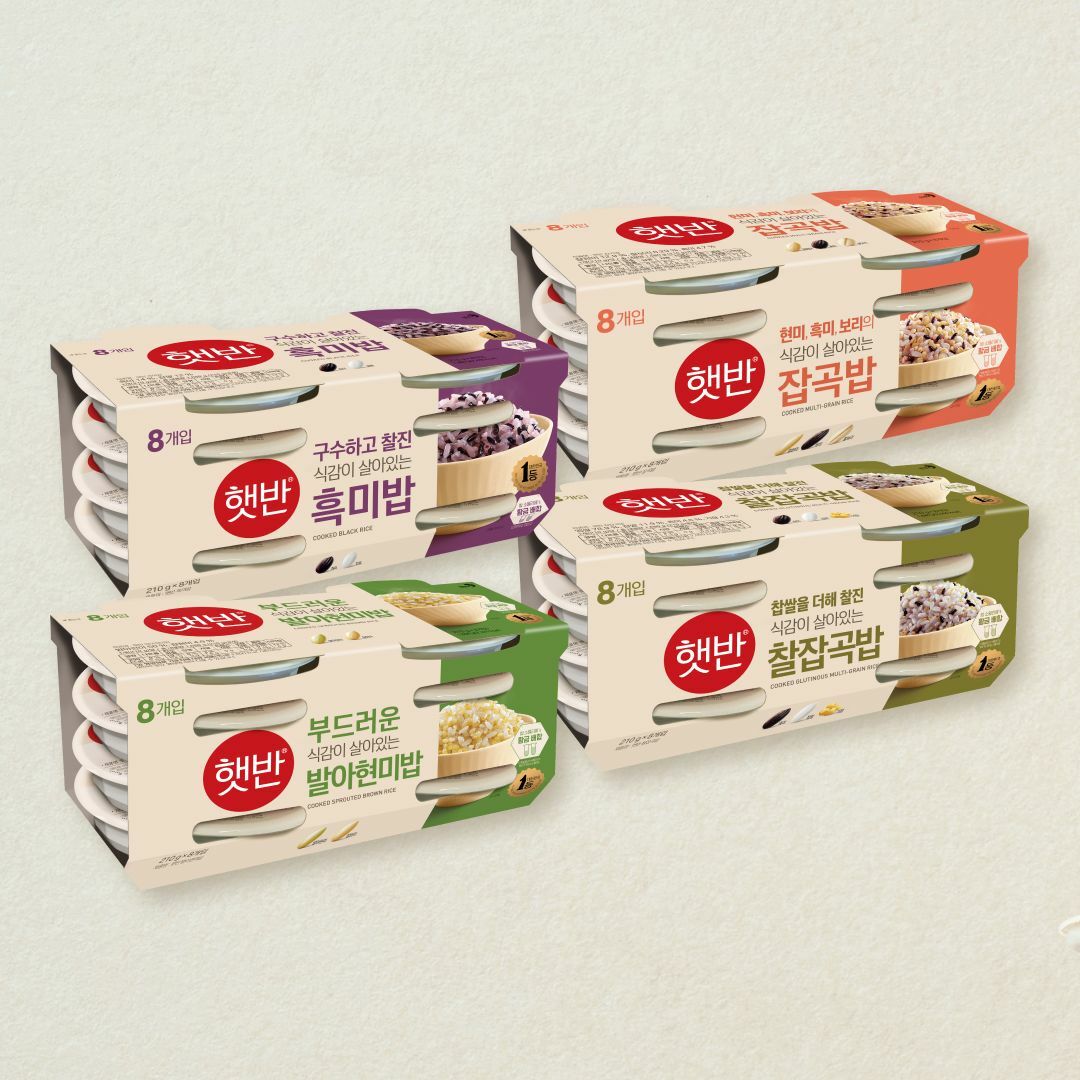 [CJ더마켓] [햇반 샘플러] 발아현미밥 210gX8개+잡곡밥 210gX8개+찰잡곡밥 210gX8개+흑미밥 210gX8개(총32개)