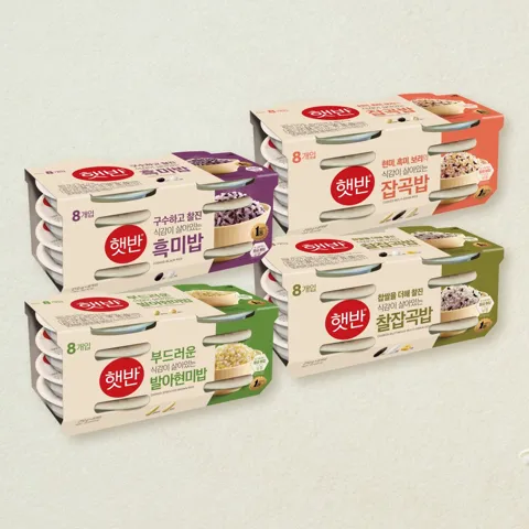 [햇반 샘플러] 발아현미밥 210gX8개+잡곡밥 210gX8개+찰잡곡밥 210gX8개+흑미밥 210gX8개(총32개)
