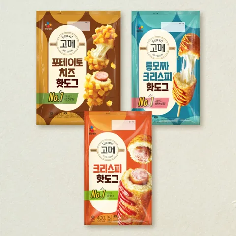 고메 포테이토치즈 핫도그 400g+통모짜 핫도그 340g+크리스피 핫도그 400g
