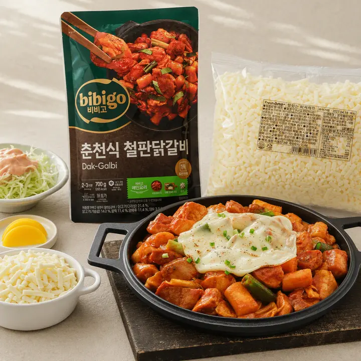 비비고 춘천식철판닭갈비 700gX1개+프레시원 냉동피자치즈 1kgX1개