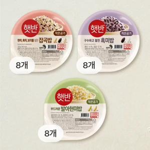 햇반 잡곡밥 24개세트(잡곡밥 210gX8개+발아현미밥 210gX8개+흑미밥 210gX8개)