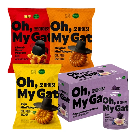 비비고 오마이갓 스낵 4종 세트(약과 2종+팝콘 1종+포도젤리 1종)