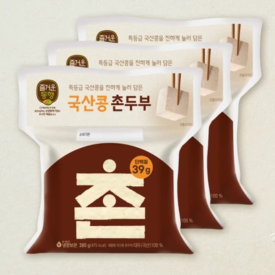 즐거운동행 국산콩촌두부380G X3개