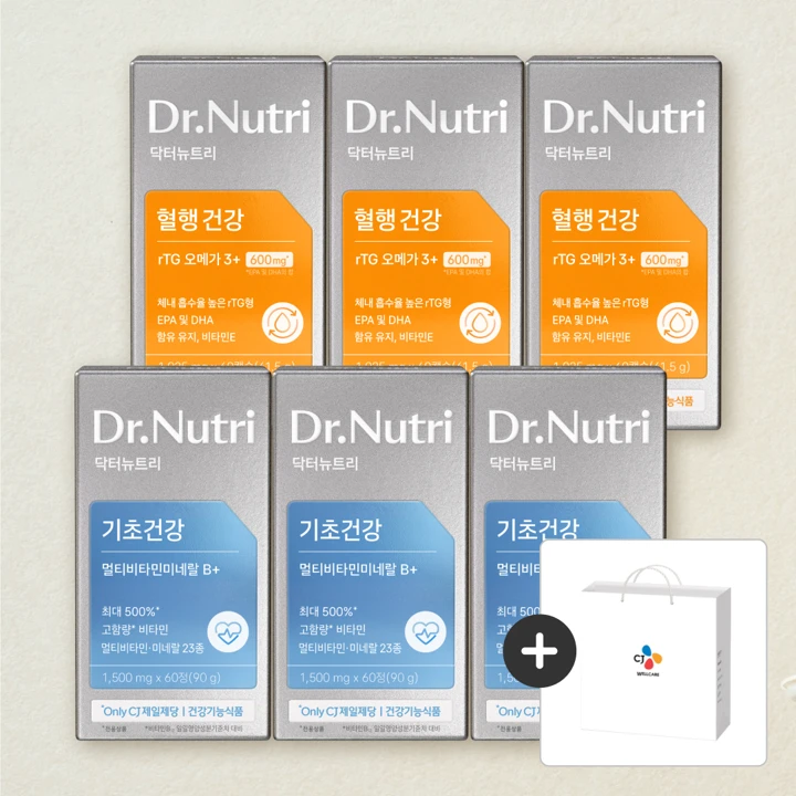 [BEST세트]닥터뉴트리 rTG오메가60캡슐, 3개+멀티비타민미네랄B 60정, 3개
