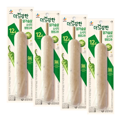 [50개한정]더건강한 닭가슴살 꼬지 청양고추 80gX4개