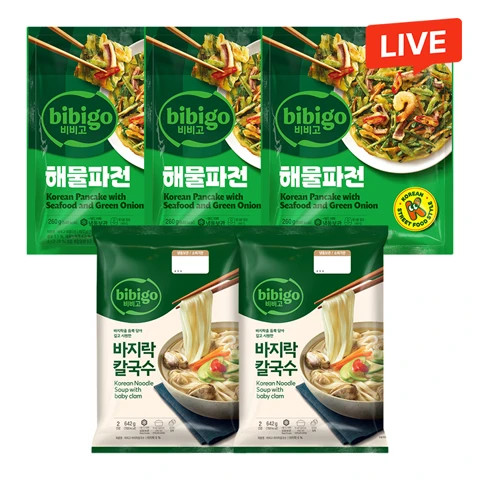 비비고 바지락칼국수 642g(2인분)X2개+비비고 해물파전 260gX3개