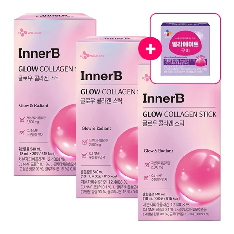 이너비 글로우 콜라겐 스틱 18ml(30포)X3개 + [사은품] 멜라메이트 구미 2입(식물성 멜라토닌 함유)