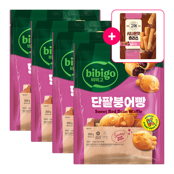[무료배송]비비고 단팥붕어빵300gX4개+[사은품]고메 시나몬맛츄러스262.5g (총 5개)