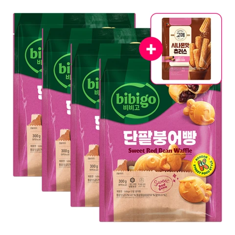 [무료배송]비비고 단팥붕어빵300gX4개+[사은품]고메 시나몬맛츄러스262.5g (총 5개)