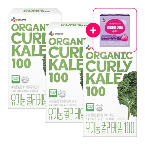 유기농 컬리케일 100(1GX30포)X3개 + [사은품] 멜라메이트 구미 2입(식물성 멜라토닌 함유)