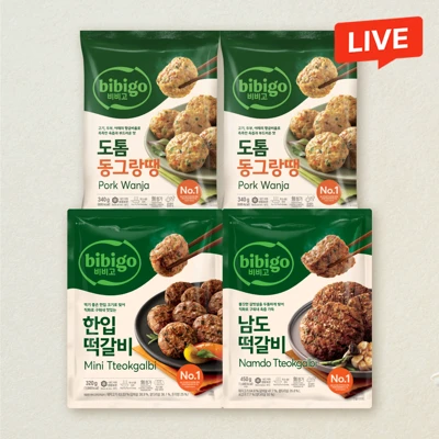 [모둠전세트] 비비고 도톰 동그랑땡 340gX2개+한입떡갈비 320g+남도떡갈비 450g(총 4개)