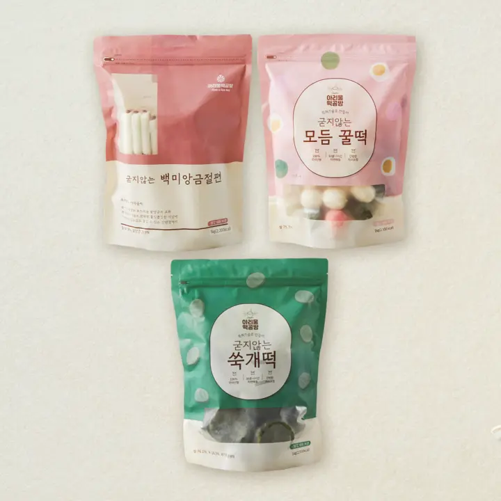 아리울떡공방 굳지않는 떡 1kg 3종 SET 2(꿀떡, 쑥개떡, 백미 앙금절편)(총 3개)