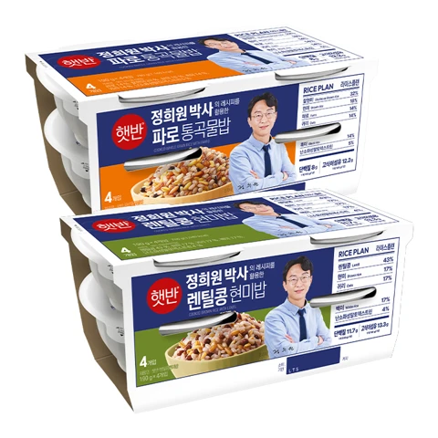 [정희원 박사 레시피]햇반 라이스플랜 렌틸콩현미밥190gX4개입+파로통곡물밥190gX4개입