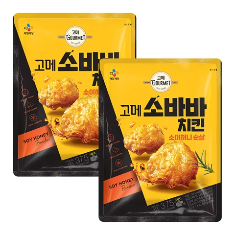 [500개한정][고메 소바바치킨] 소이허니 순살 375g X2개