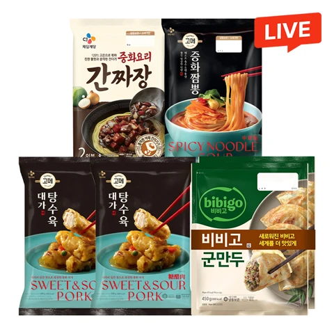 [패밀리세트] CJ중화요리간짜장 630g+고메 중화짬뽕 652g+고메 대가 탕수육 390gX2개+비비고 군만두 450gx2개입