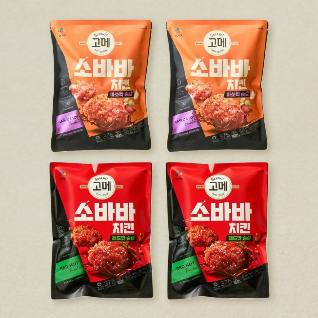 [무료배송]고메 소바바 마쏘킥X2개+치킨레드핫 순살 375gX2개 총 4개