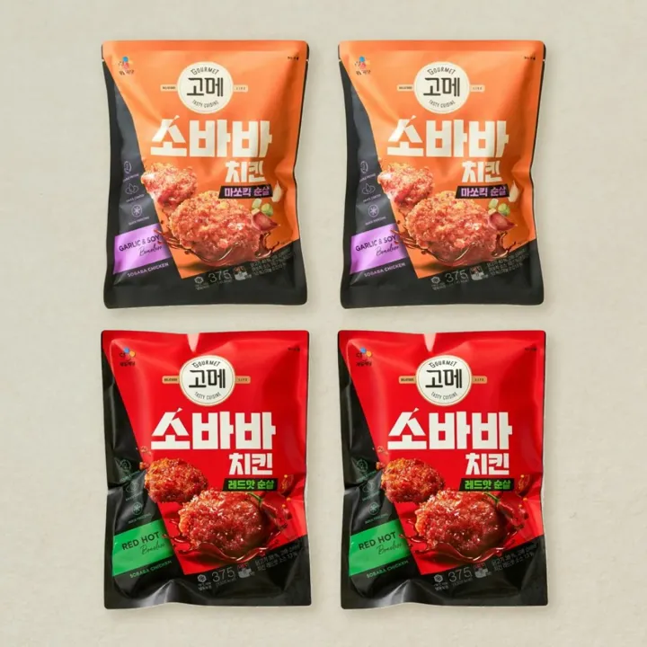 [무료배송]고메 소바바 마쏘킥X2개+치킨레드핫 순살 375gX2개 총 4개