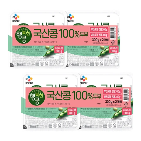 행복한콩 국산콩 100% 부침찌개 두부 300gX2개입X2개