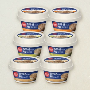 [용기죽세트]햇반 파로통곡물죽265g+귀리소고기죽265g+파로녹두닭죽265g 각 2개 (총 6개)