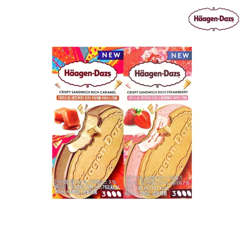 [행사]하겐다즈 샌드위치 2개 세트(총 6개_리치스트로베리3+리치카라멜3)