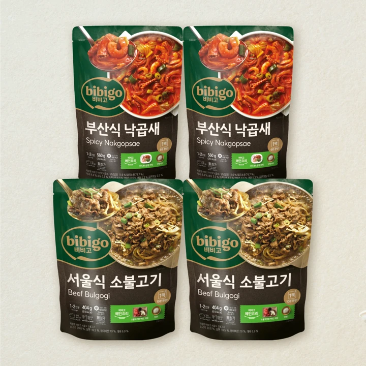 [무료배송]비비고 서울식소불고기404gX2개+부산식낙곱새560gX2개
