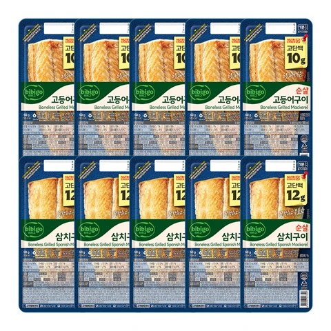 비비고 순살 고등어구이 60gX5개+비비고 순살 삼치구이 60gX5개