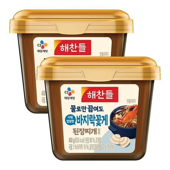 해찬들 물로만 끓여도 시원깔끔한 바지락꽃게 된장찌개양념 450g X 2개