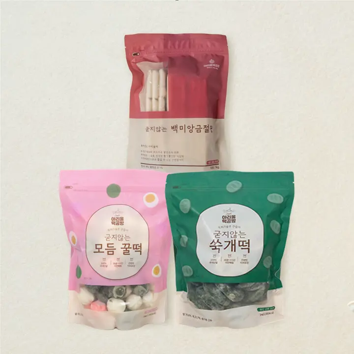아리울떡공방 굳지않는 떡 1kg 3종 SET 2(꿀떡, 쑥개떡, 백미 앙금절편)(총 3개)