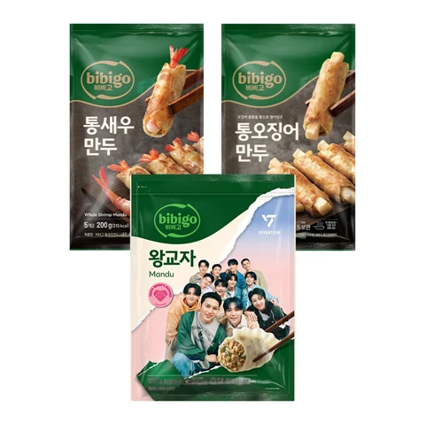 [비비고|세븐틴]비비고 왕교자 1.05kg+통새우만두 200g+통오징어만두 200g