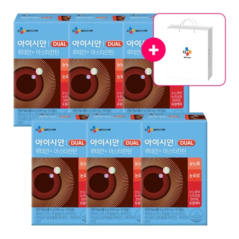 아이시안 루테인+아스타잔틴 300mgX30캡슐(1개월)X6개 + [사은품] 쇼핑백