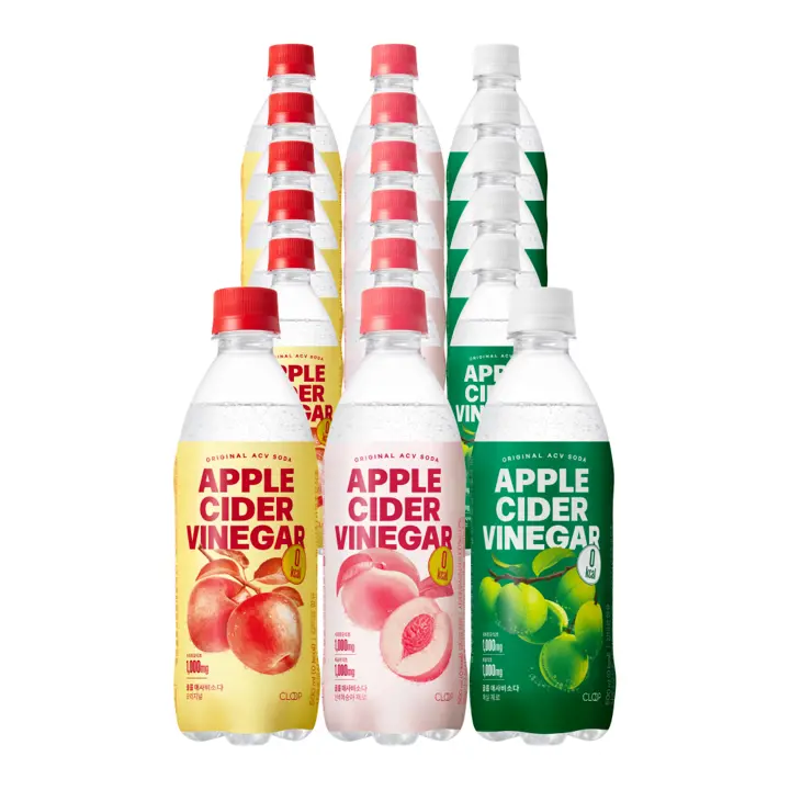 클룹 애사비소다 500ml 3종 체험팩(사과,신비복숭아, 매실) 각 6개(총 18개)
