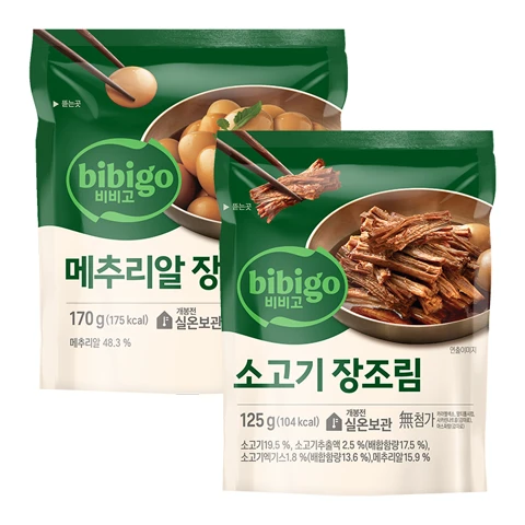 비비고 메추리알장조림 170g+비비고 소고기장조림 125g