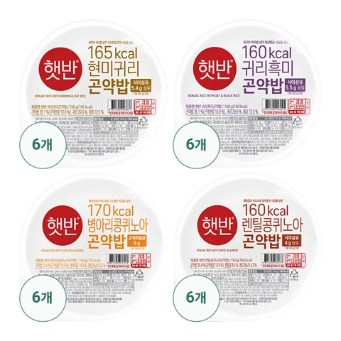 [곤약밥 한달팩]현미귀리150gX6개+귀리흑미150gX6개+병아리콩퀴노아X6개+렌틸콩퀴노아X6개