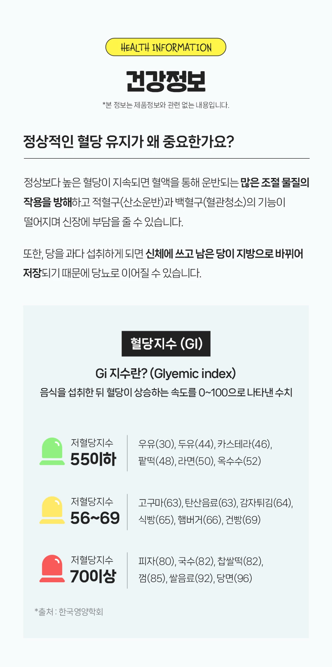 이너비 슬리밍 컷 루틴 건강 정보 — 정상적인 혈당 유지의 중요성 및 식품별 혈당지수 정보 안내