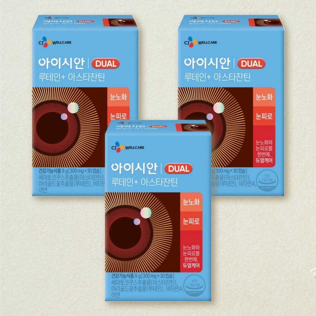 [CJ더마켓] 아이시안 루테인+아스타잔틴 300mgX30캡슐(1개월)X3개