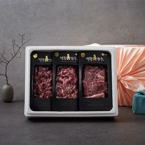 [26추석 선물세트대량]정품진 한우 부채살, 앞다리 국거리 세트 800g
