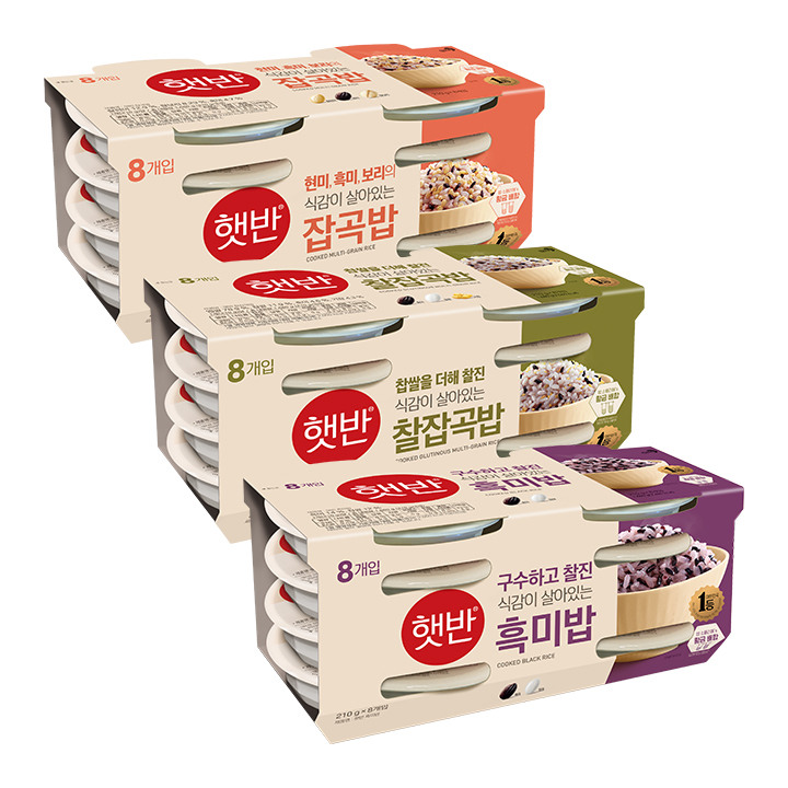 햇반 8입 실속 3종 SET(잡곡밥210G X 8+찰잡곡밥210G X 8+흑미밥210G X 8)