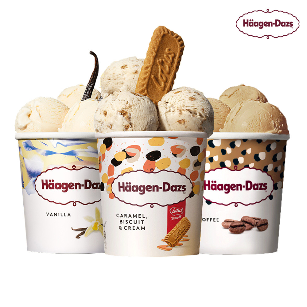 하겐다즈 파인트 3개(바닐라+커피+카라멜비스킷)