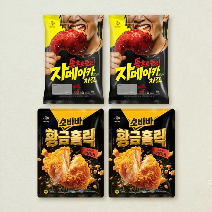 [무료배송]소바바 황홀순살 375GX2개+CJ자메이카Style치킨 350GX2개 (총 4개) (자메이카 소비기한:2026-08-05)