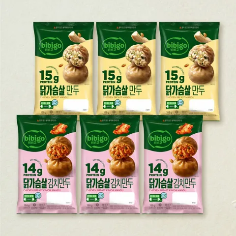 비비고 닭가슴살 만두 168gX3개+김치만두 168gX3개(총 6개)